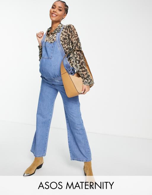 ASOS DESIGN Maternity denim jumpsuit in mid wash