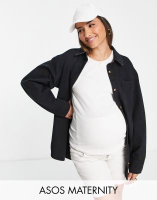 ASOS DESIGN Maternity denim 'original' shirt in black