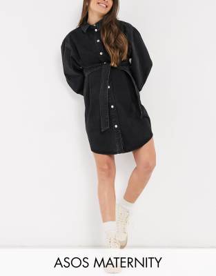 denim maternity shirt dress