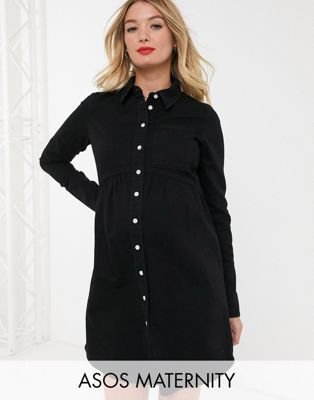 black denim button dress