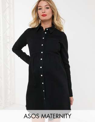 black denim button dress