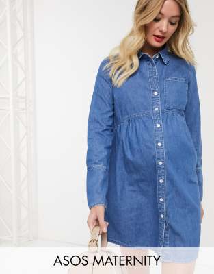 denim maternity shirt dress