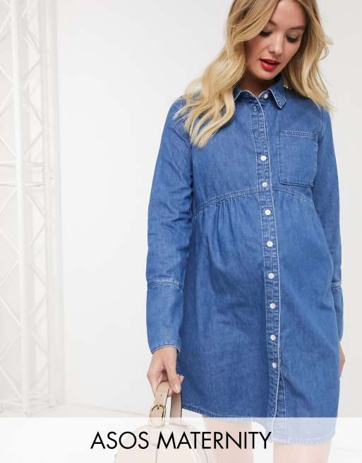 Asos denim sale maternity dress