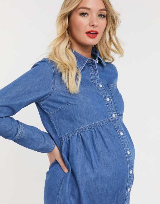 Asos denim maternity outlet dress