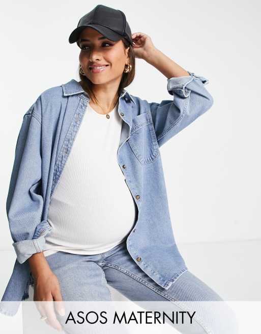 Baseball Maternity Tee in Blue