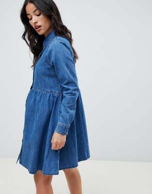 denim smock shirt dress