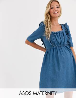 asos denim maternity dress