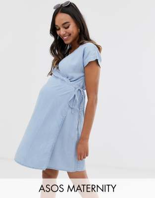 asos denim maternity dress