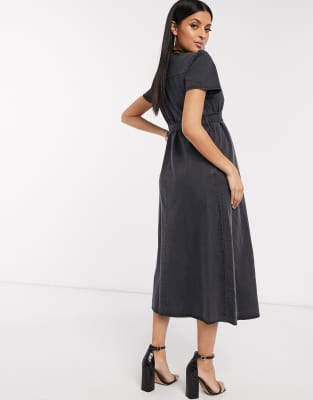 asos denim wrap dress