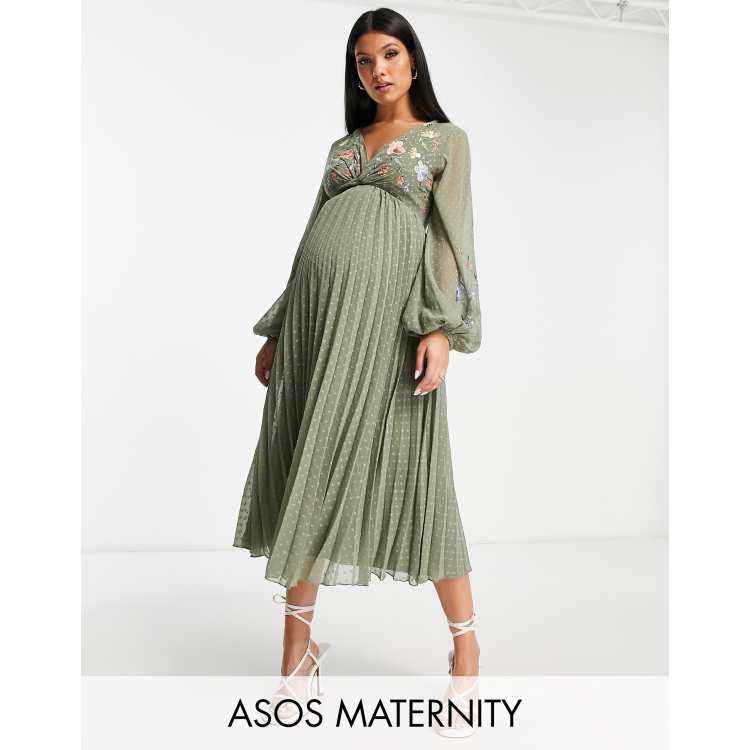 Asos maternity pleated clearance dress