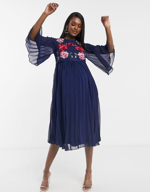 Asos maternity pleated dress sale