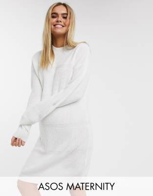 white sweater dress maternity