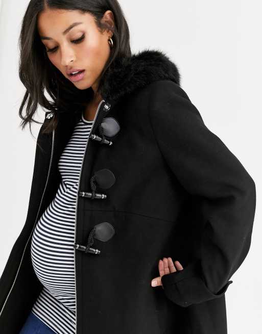 Asos duffle coat on sale with faux fur hood