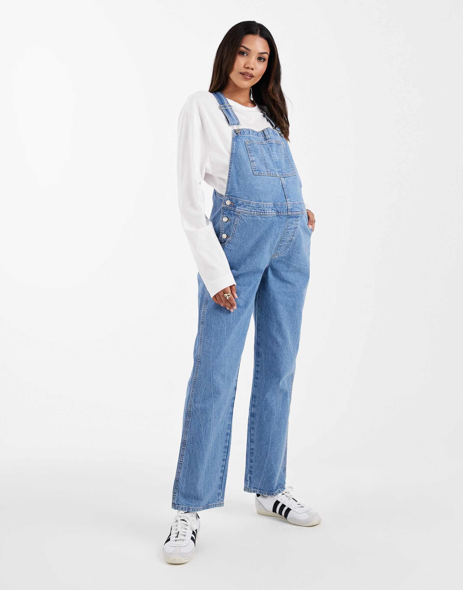 ASOS DESIGN Maternity dunagree in mid blue