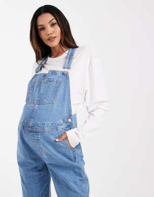Asos Maternity Asos Design Maternity Dunagree In Blue
