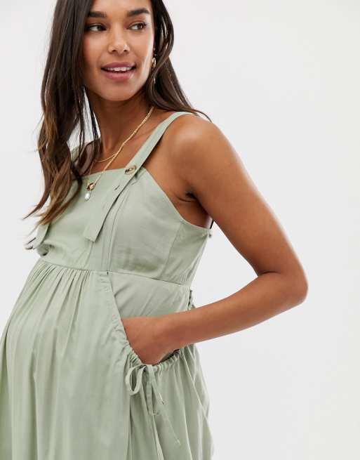 ASOS DESIGN Maternity dungaree midi sundress with pocket detail