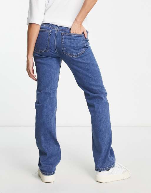 Bershka drawstring waist baggy jeans in mid blue