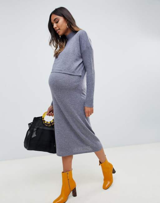 ASOS DESIGN Maternity Eco Robe pull d allaitement en maille fine