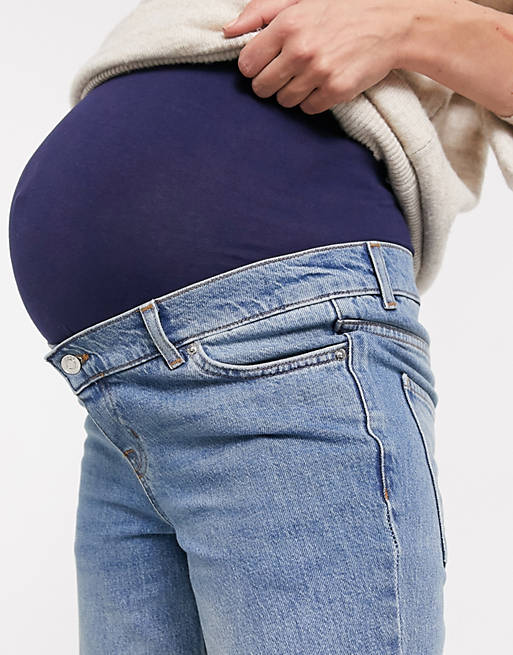 Cropped Kick Flare Stretchjeans Met Hoge Taille in het Zwart Effortless Dames Kleding voor voor Jeans voor 7/8 en cropped jeans ASOS Denim Asos Design Maternity 