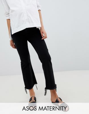 cropped raw hem jeans