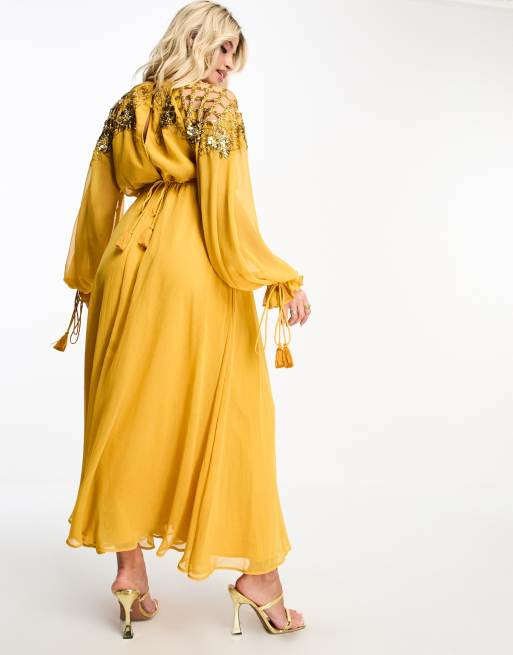 Asos maternity yellow dress best sale