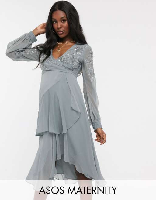 Asos long 2025 sleeve maternity dress