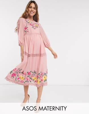 asos embroidered maternity dress