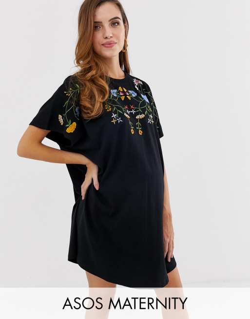 ASOS Design Maternity oversized T-shirt dress in black