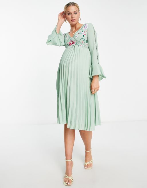 Asos maternity embroidered dress sale