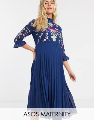 Asos embroidered maternity dress best sale