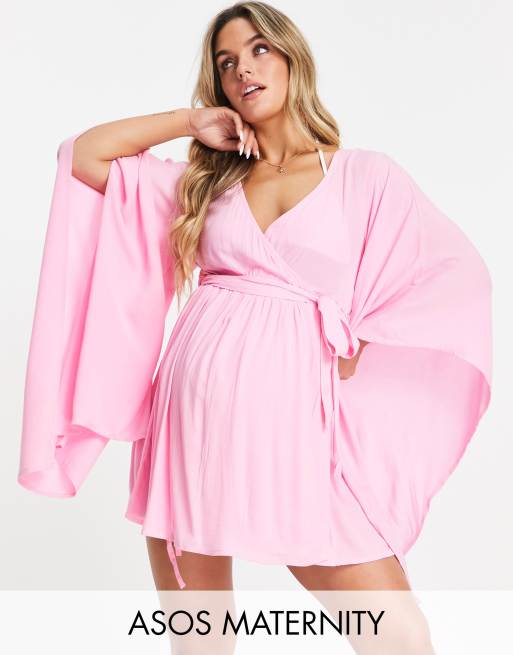 ASOS DESIGN Maternity crinkle tie side sheer beach cover-up in