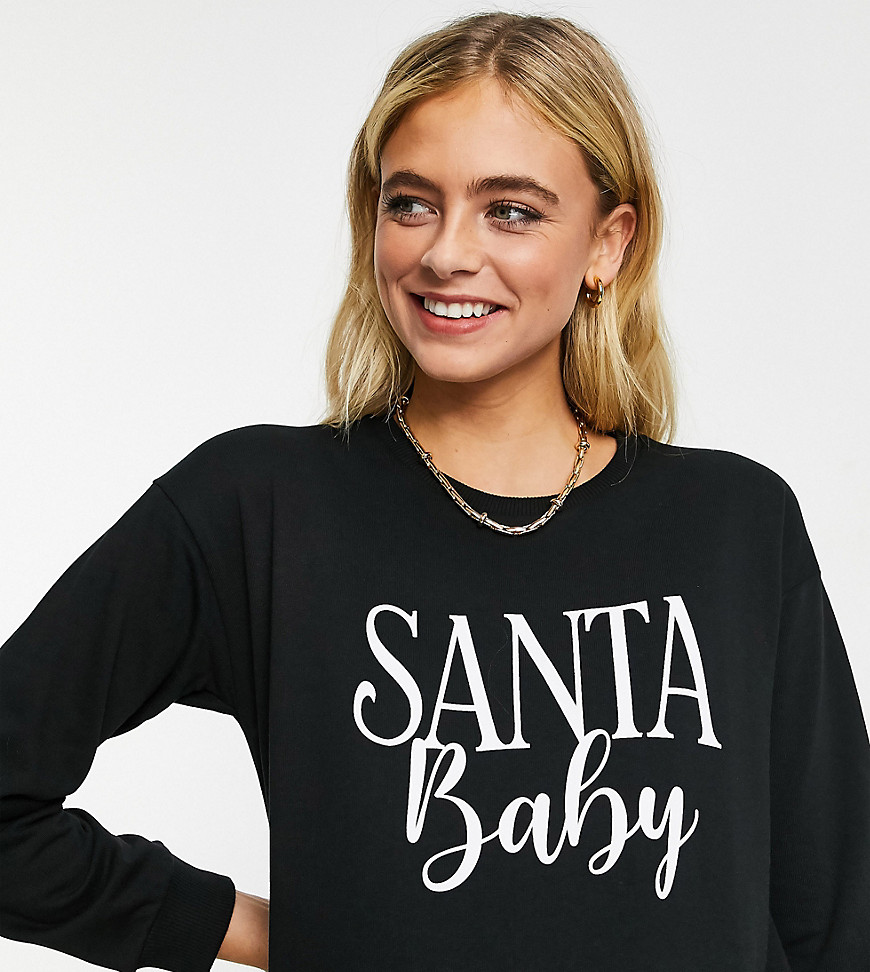 ASOS DESIGN Maternity - Exclusieve kerstsweater met 'Santa Baby' print in zwart