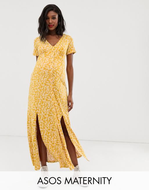 Asos design button outlet through maxi tea dress