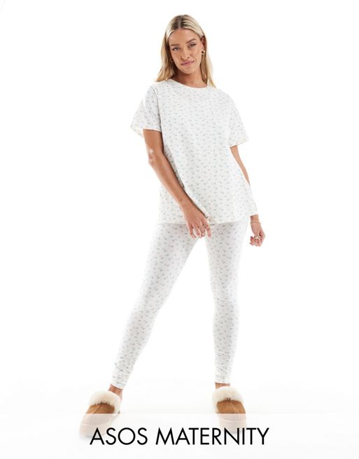 FhyzicsShops DESIGN Maternity exclusive ditsy print nursing tee & legging pyjama set