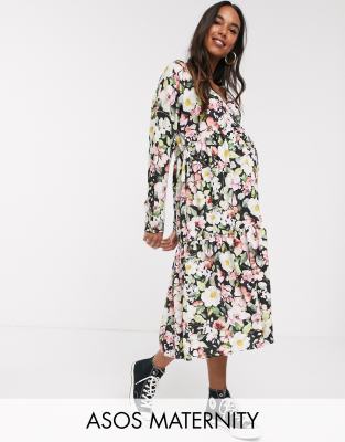 floral wrap maternity dress