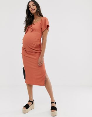 ruched bodycon maternity dress