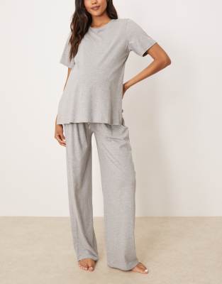 Asos Maternity Asos Design Maternity Exclusive Mix & Match Cotton Nursing Pajama Tee In Black