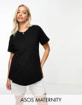 ASOS DESIGN Maternity exclusive mix & match cotton nursing pyjama tee in black