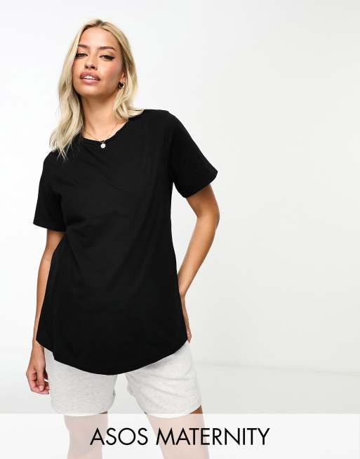 ASOS DESIGN Maternity exclusive mix match cotton nursing pyjama tee in black