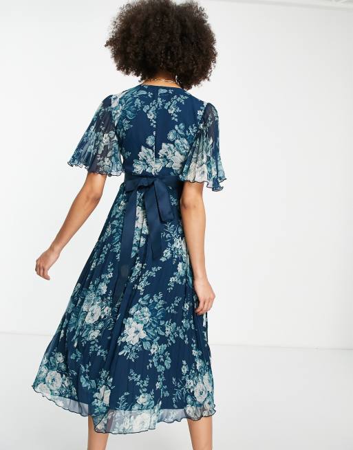 Asos design maternity kimono pleated midi dress sale