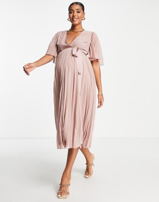 Asos design maternity kimono pleated hot sale midi dress