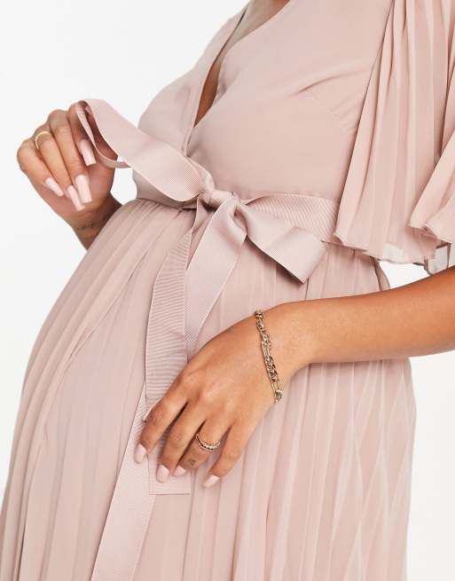 ASOS DESIGN Maternity exclusive pleated midi dress with kimono