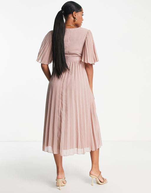 ASOS DESIGN Maternity exclusive pleated midi dress with kimono