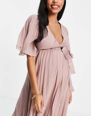 Asos design maternity kimono pleated store midi dress