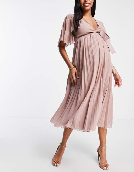 Asos design maternity kimono pleated store midi dress