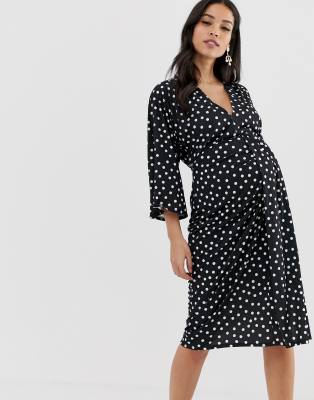 asos maternity polka dot dress