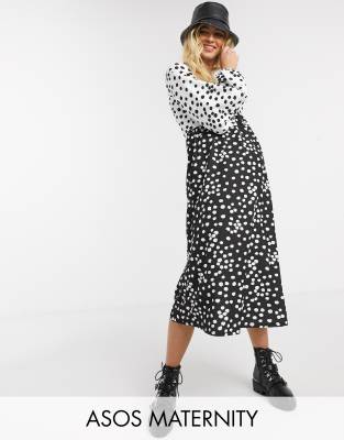 asos design maternity lace wrap midi dress