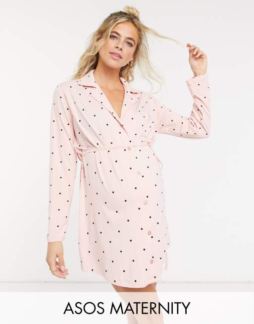 ASOS DESIGN Maternity Exclusivit Chemise de nuit Pois roses