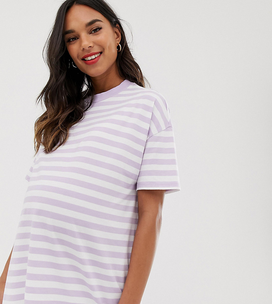 ASOS DESIGN Maternity - Extra oversized T-shirt met brede strepen-Paars