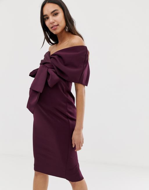 Maternity Off The Shoulder Wrap Midi Dress